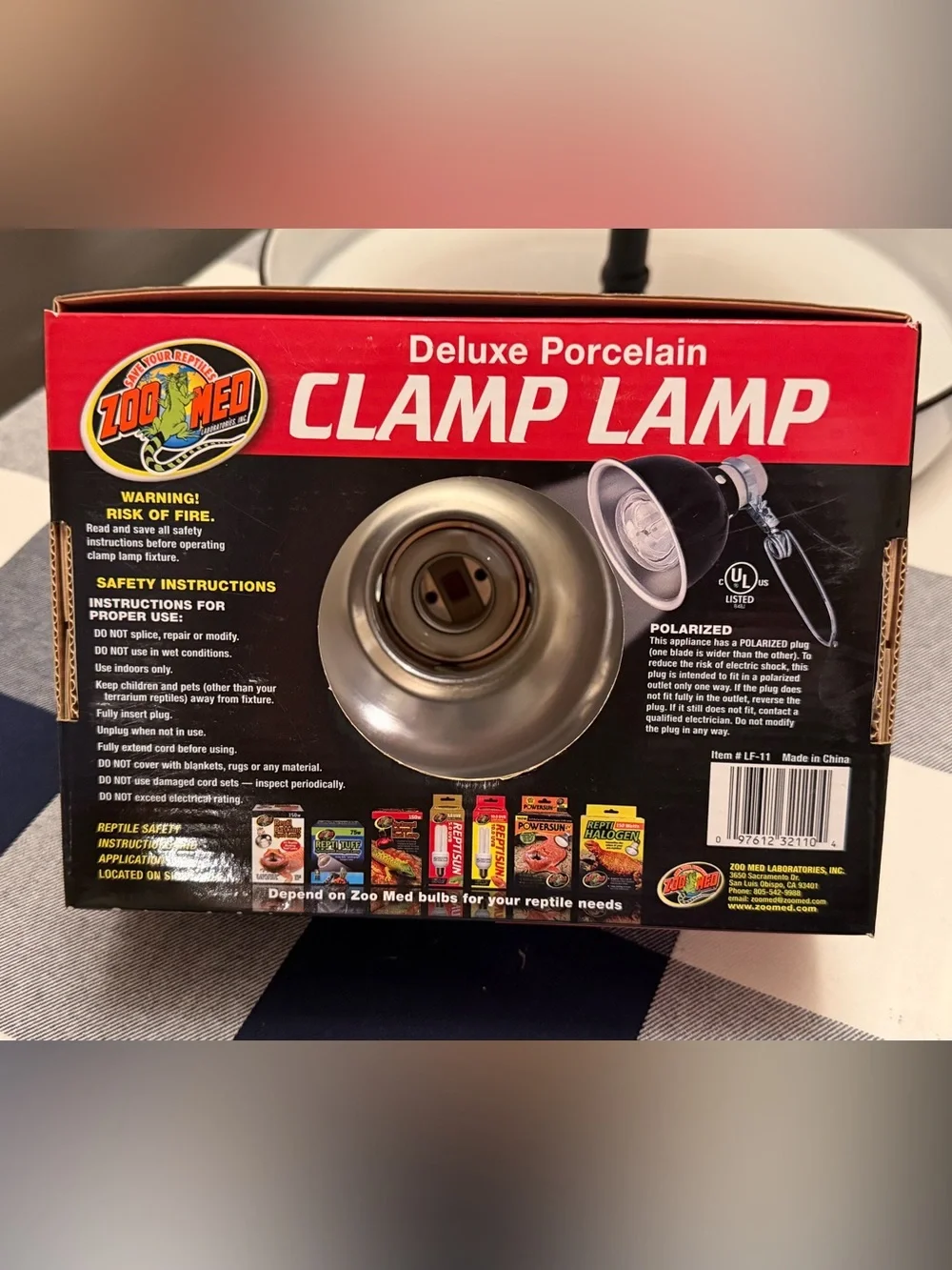 Zoo Med Deluxe Porcelain Clamp Lamp 5.5” Reptile Heat UV Light Fixture On/Off